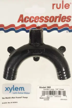 Rule 042237085931 Vented Loop Fitting For 3/4 Inch Model 260 Boat Bilge Pump- Black