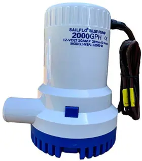 Sail2000 Sailflo 2000 Gph Fully Submersible 12 Volt Electric Bilge Pump - 1-1/8 Dichar