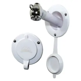 10750p Scandvik Brass/abs Chrome Plated Vertical Recessed Transom Shower With 6ft L White Nylon