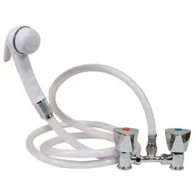 14117 Scandvik Shower Mixer White Euro Sprayer With Triangle Knobs