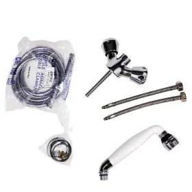 46002p Scandvik White Handle With 5ft Chrome Flex Hose