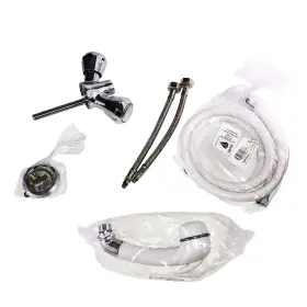46017p Scandvik White Handle With 5ft Chrome Flex Hose