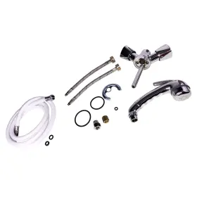 46023 Scandvik Standard Combo Fixture Chrome Euro Handle 5 Inch White Hose