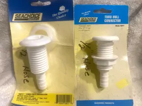 18011 Seachoice 2 New Marine Boat Thru Hull Connector For 1/2 Inch Hose White