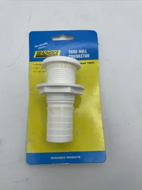 18091 Seachoice Thru Hull Fitting 1-1/8 Inch Hose White Boating Boat Hardware