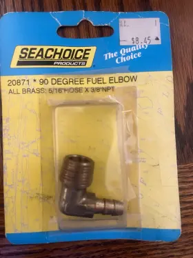 20871 Seachoice 90 Degree Marine Brass Fuel Elbow Fitting 5/16 Barb X 3/8 Npt