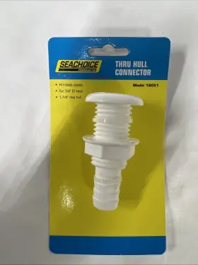 50-18051 Seachoice 3/4 Inch White Plastic Thru-hull Bilge Pump And Aerator Hose Fitting 18051