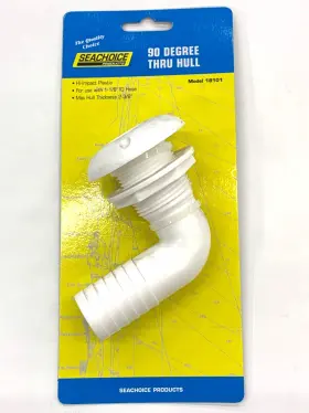 50-18101 Seachoice 18101 90 Degree Plastic Thru-hull White 1-1/8 Inch Hose Bilge Pump
