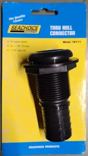 50-18171 Seachoice 1-1/8 Inch Black Plastic Thru-hull Bilge Pump And Aerator Hose Fitting For Boats