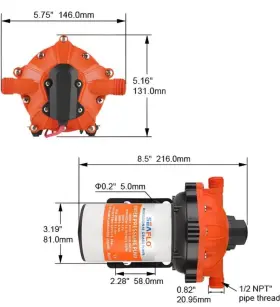 Sfdp1-050-060-52 Seaflo 12v Dc 5.0 Gpm 60 Psi Water Pressure Pump With Quick-connect Fittings