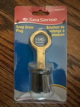 50032314 Seasense 1-1/4 Inch Brass Snap Lock Neoprene Drain Plug For Boats Nip