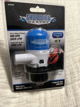 Sl52259 Shoreline Marine 3/4 Inch Hose Outlet 800 Gph Bilge Pump 12v Salt Or Fresh Water