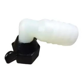 244-3946 Shurflo 3/4 Inch Barb Elbow Hose Fitting Wing Nut Hex Swivel To 1/2 Npt F