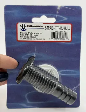 Th-750-dp T-h Marine Thru Hull Straight 3/4 Inch Hose Black Boat New