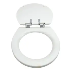 38194 Thetford Tecma Silence Plus Standard White Toilet Seat With Chrome Hinges
