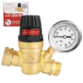Tnwpr01 Touranize Rv Water Pressure Regulator Valve Handle Adjustable Brass Lead-free