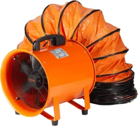 Vevor 197988451037 Industrial Portable Air Blower Ventilator With Hose 10 Inch Orange