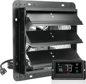 Ef-12-ecg Vevor 12-inch Exhaust Fan With Temperature Humidity 12 Inch Black