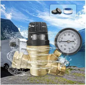 Jyz002 Vidonio Rv Water Pressure Regulator With Adjustable Handle Brass Gold