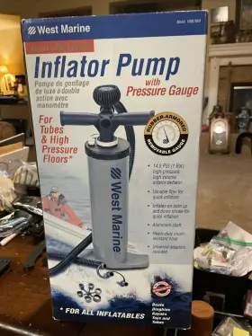 10967669 West Marine Inflator Pump With Gauge - 18 Inch Tall New In Box