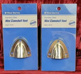 180349 West Marine 2x Lot Nib Stainless Steel Mini Clam Shell Vent Cowl #180349