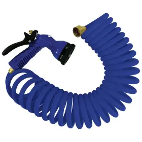 P-0442b Whitecap 50ft Blue Coiled Hose With Adjustable Nozzle Kink-free Design