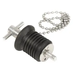 S-0289c Whitecap 1 Inch D Aluminum Twist-turn Bailer Drain Plug W 8 Stainless Steel Chain