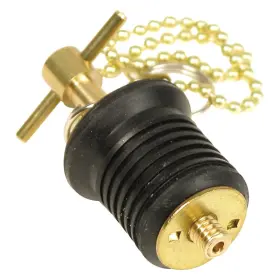 S0293c Whitecap 1 Inch D Brass Twist-turn Bailer Drain Plug W 8 Chain