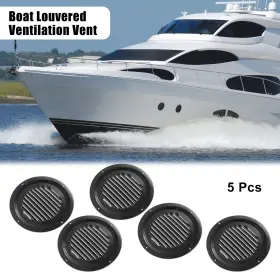 X Autohaux 726215845129 5pcs 6 Inch Boat Louvered Ventilation Vent Stainless Steel Venting Panel Cover Black