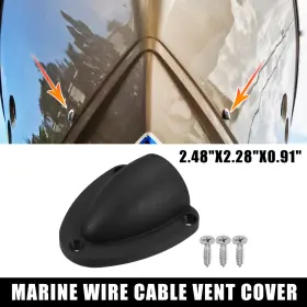 X0.91 X Autohaux 766549799293 2.48 Inch X2.28 Marine Boat Transducer Cap Clam Shell Vent Wire Cover Black