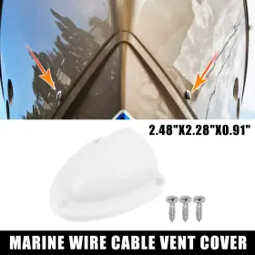 X0.91 X Autohaux 766549799316 2.48 Inch X2.28 Marine Boat Transducer Cap Clam Shell Vent Wire Cover White
