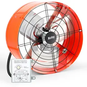 Fangable14 Xcity 14 Inch Gable Mount Fan With Adjustable Thermostat Heavy-duty Vibrant Orange