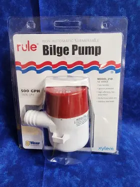 Xylem 042237083449 Bilge Pumps Rule 500 Gph Standard Non - Automatic 12v Pump No Filter