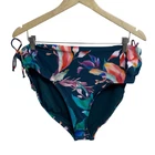 Calia Women's Swim Adjustable Rise Bikini Ruched Side Floral Bottom Aqua Multi New. Price: $12.90.
