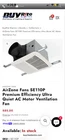 Airzone Fans SE110P Premium Efficiency Ultra Quiet Ac Motor Ventilation New. Price: $100.00.