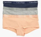 Nwt Calvin Klein Motive Cotton Boyshorts Pack Of 3 Shoreline/ Heather Grey/ Navy New. Price: $35.00.