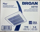 Broan AE110 Ventilation Fan Cfm 1.0 Sones White Energy Star Flex New In Box. Price: $68.00.