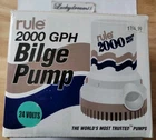 Genuine Rule 2000 Gph 24 Volt Bilge Pump Model 12 New. Price: $141.00.