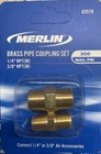 New Merlin 63579 Brass Pipe Coupling Set (2 Pcs) 1/4" & 3/8" Npt-l. Price: $10.00.
