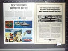 1966 2) Ad Lot, Chrysler Marine Bill Sterett Miss Crazy Thing Hemi Race H-1 Boat Used. Price: $17.50.