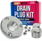Stainless Steel Boat Drain Kit, 1/2" Threaded Transom Plug, Silver New. Price: $41.00.