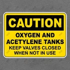 Caution Safety Sign Sticker Oxygen And Acetylene Tanks Keep Valves #962510 New. Price: $7.95.
