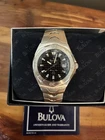 Bulova Marine Star Quartz Stainless Steel Black Dial Men's Watch Box & Guide New. Price: $185.00.