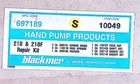 Blackmer 697189/10049 Hand Pump Repair Kit For Models 210F New. Price: $275.00.