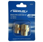 Brass Pipe Coupling Set (2 Pcs) 1/4" & 3/8" - Merlin Item # 63579 New. Price: $6.50.