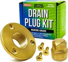 Brass Boat Drain Kit, 1/2" Threaded Transom Plug, Marine-grade New. Price: $43.88.