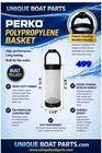 Perko 499 Polypropylene Sea Strainer Basket New. Price: $39.95.